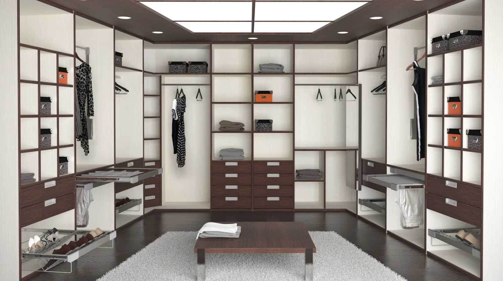 Vestidor moderno a medida en wengué con iluminación LED - Sector Cocinas Málaga